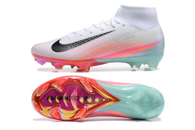 Unisex Nike Air Zoom Mercurial Superfly 10 Elite FG Firm Ground High-Tops Football Boots - White/Pink/Jade