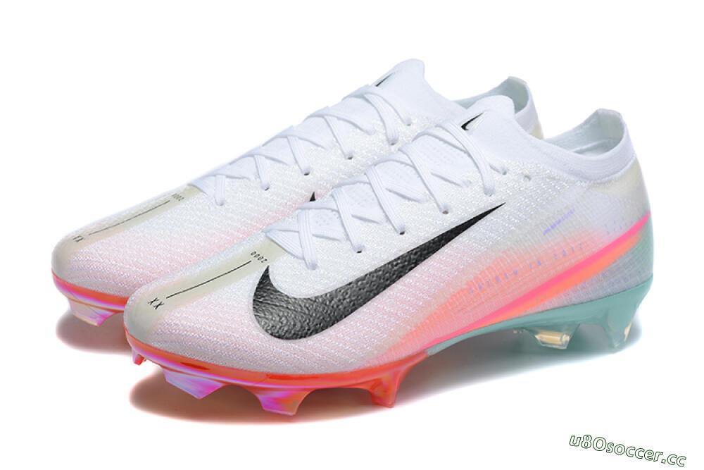 Unisex Nike Air Zoom Mercurial Vapor 16 Elite FG Firm Ground Low-Tops Football Boots - White/Pink/Jade 5