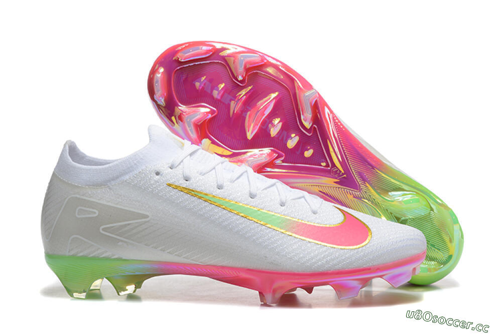 Unisex Nike Air Zoom Mercurial Vapor 16 Elite FG Firm Ground Low-Tops Football Boots - White/Pink/Yellow 2