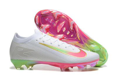 Unisex Nike Air Zoom Mercurial Vapor 16 Elite FG Firm Ground Low-Tops Football Boots - White/Pink/Yellow