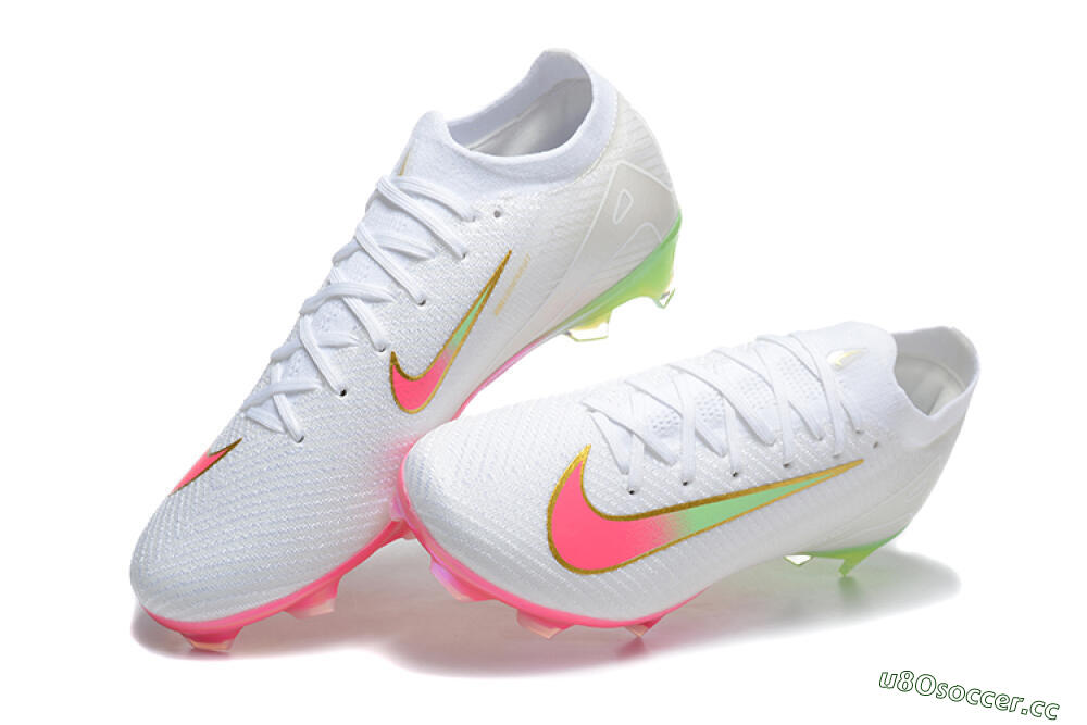 Unisex Nike Air Zoom Mercurial Vapor 16 Elite FG Firm Ground Low-Tops Football Boots - White/Pink/Yellow 6