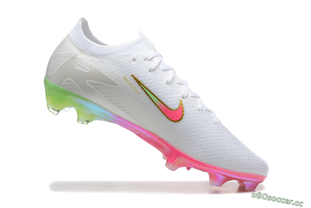 Unisex Nike Air Zoom Mercurial Vapor 16 Elite FG Firm Ground Low-Tops Football Boots - White/Pink/Yellow 7