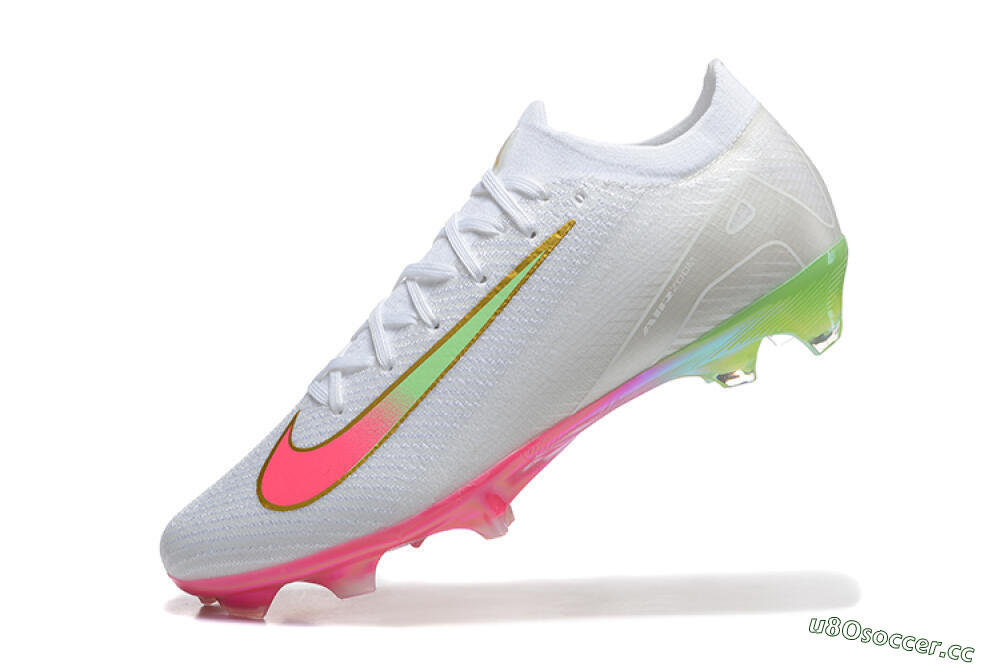 Unisex Nike Air Zoom Mercurial Vapor 16 Elite FG Firm Ground Low-Tops Football Boots - White/Pink/Yellow 8