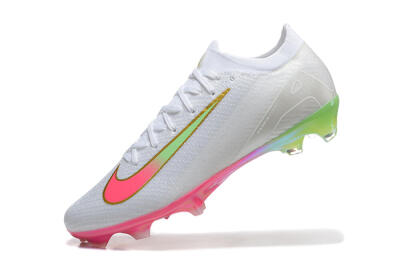 Unisex Nike Air Zoom Mercurial Vapor 16 Elite FG Firm Ground Low-Tops Football Boots - White/Pink/Yellow