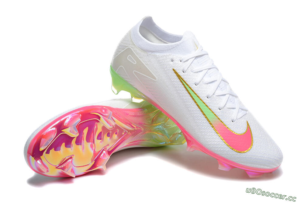 Unisex Nike Air Zoom Mercurial Vapor 16 Elite FG Firm Ground Low-Tops Football Boots - White/Pink/Yellow 4