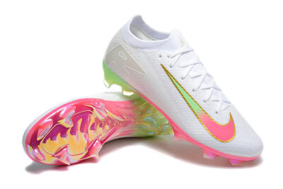 Unisex Nike Air Zoom Mercurial Vapor 16 Elite FG Firm Ground Low-Tops Football Boots - White/Pink/Yellow