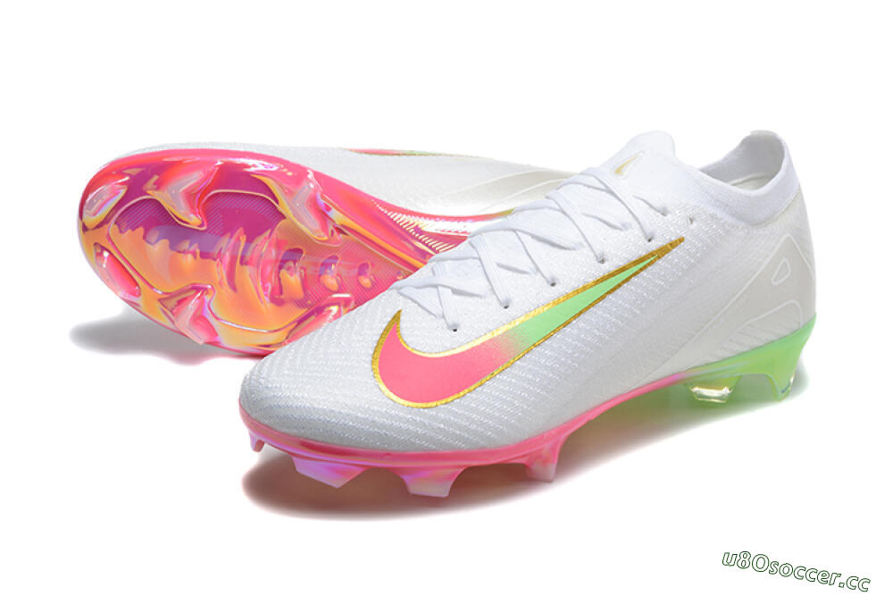 Unisex Nike Air Zoom Mercurial Vapor 16 Elite FG Firm Ground Low-Tops Football Boots - White/Pink/Yellow 3