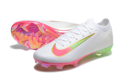 Unisex Nike Air Zoom Mercurial Vapor 16 Elite FG Firm Ground Low-Tops Football Boots - White/Pink/Yellow