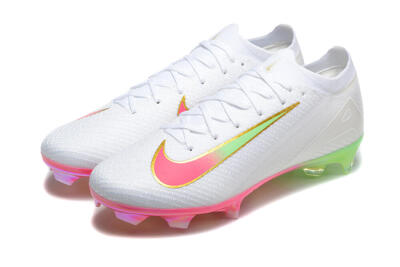 Unisex Nike Air Zoom Mercurial Vapor 16 Elite FG Firm Ground Low-Tops Football Boots - White/Pink/Yellow