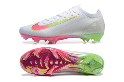 Unisex Nike Air Zoom Mercurial Vapor 16 Elite FG Firm Ground Low-Tops Football Boots - White/Pink/Yellow