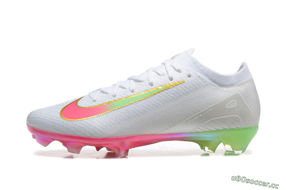Unisex Nike Air Zoom Mercurial Vapor 16 Elite FG Firm Ground Low-Tops Football Boots - White/Pink/Yellow 0