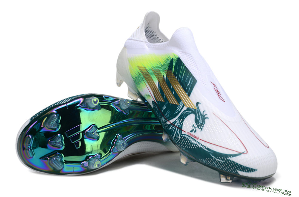 Men's Adidas F50 Elite Laceless FG Firm Ground Low-Tops Football Boots - White/Green/Yellow 3