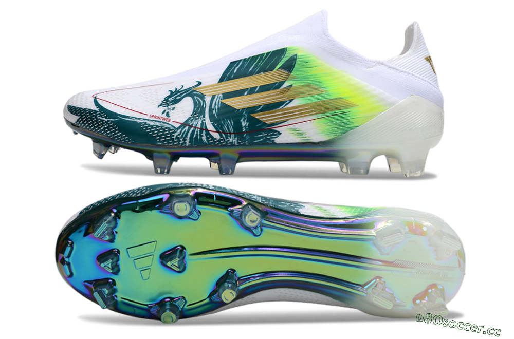 Men's Adidas F50 Elite Laceless FG Firm Ground Low-Tops Football Boots - White/Green/Yellow 1