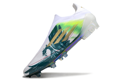 Men's Adidas F50 Elite Laceless FG Firm Ground Low-Tops Football Boots - White/Green/Yellow