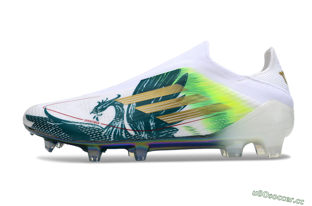 Men's Adidas F50 Elite Laceless FG Firm Ground Low-Tops Football Boots - White/Green/Yellow 0