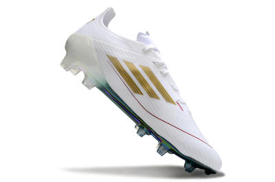Men's Adidas F50 Elite FG Firm Ground Low-Tops Football Boots - White/Green/Yellow