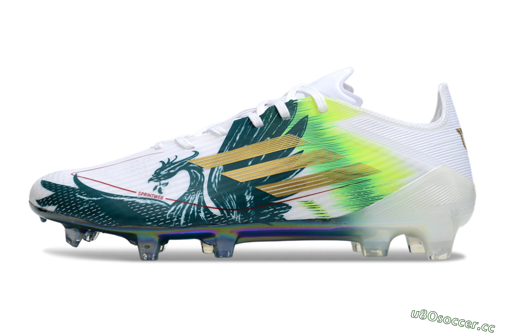 Men's Adidas F50 Elite FG Firm Ground Low-Tops Football Boots - White/Green/Yellow 0