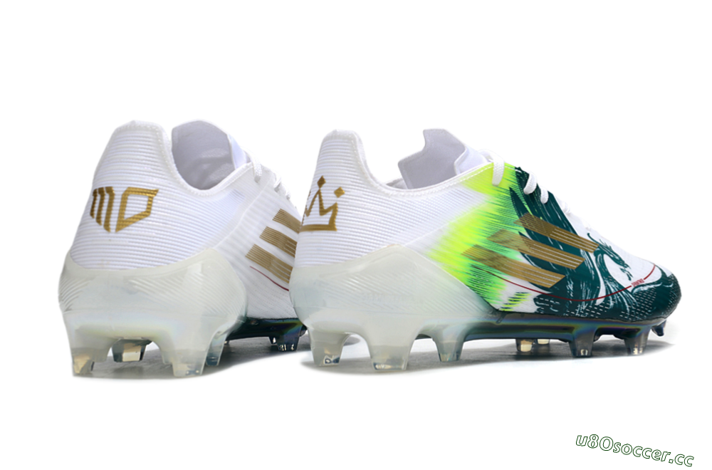 Men's Adidas F50 Elite FG Firm Ground Low-Tops Football Boots - White/Green/Yellow 6