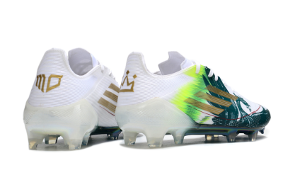 Men's Adidas F50 Elite FG Firm Ground Low-Tops Football Boots - White/Green/Yellow