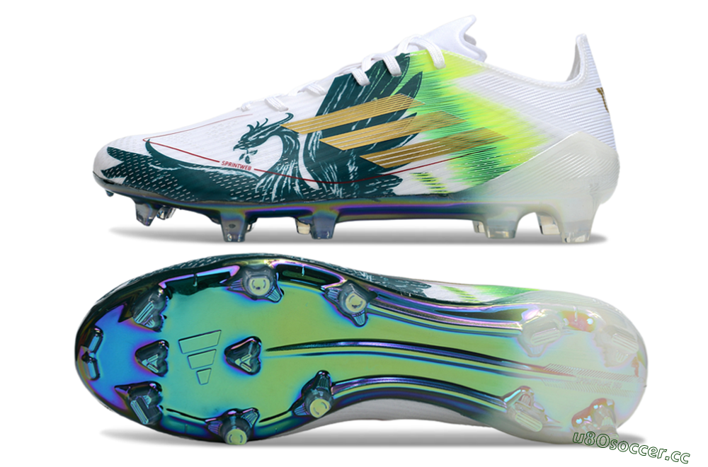 Men's Adidas F50 Elite FG Firm Ground Low-Tops Football Boots - White/Green/Yellow 1