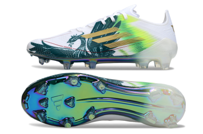 Men's Adidas F50 Elite FG Firm Ground Low-Tops Football Boots - White/Green/Yellow