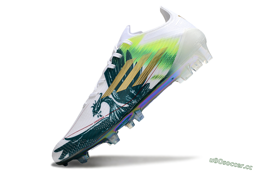 Men's Adidas F50 Elite FG Firm Ground Low-Tops Football Boots - White/Green/Yellow 5