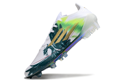 Men's Adidas F50 Elite FG Firm Ground Low-Tops Football Boots - White/Green/Yellow