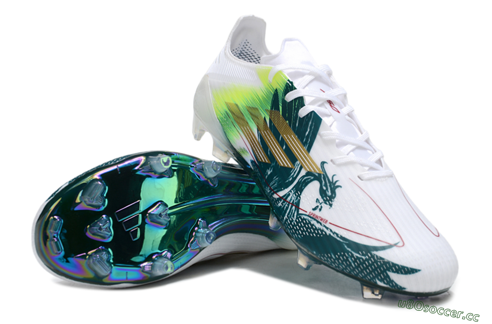 Men's Adidas F50 Elite FG Firm Ground Low-Tops Football Boots - White/Green/Yellow 3