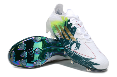 Men's Adidas F50 Elite FG Firm Ground Low-Tops Football Boots - White/Green/Yellow