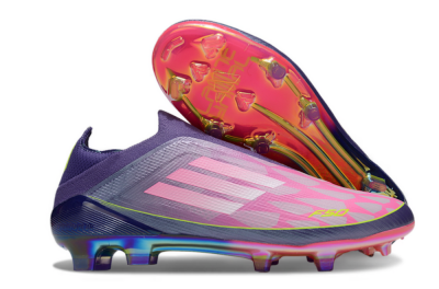 Men's Adidas F50 Elite Laceless FG Firm Ground Low-Tops Football Boots - Pink/Purple/Yellow