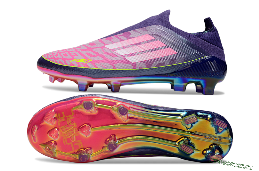 Men's Adidas F50 Elite Laceless FG Firm Ground Low-Tops Football Boots - Pink/Purple/Yellow 1