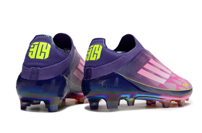 Men's Adidas F50 Elite Laceless FG Firm Ground Low-Tops Football Boots - Pink/Purple/Yellow
