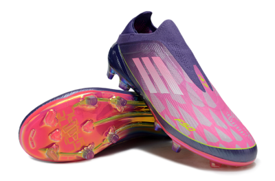 Men's Adidas F50 Elite Laceless FG Firm Ground Low-Tops Football Boots - Pink/Purple/Yellow