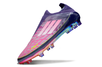 Men's Adidas F50 Elite Laceless FG Firm Ground Low-Tops Football Boots - Pink/Purple/Yellow