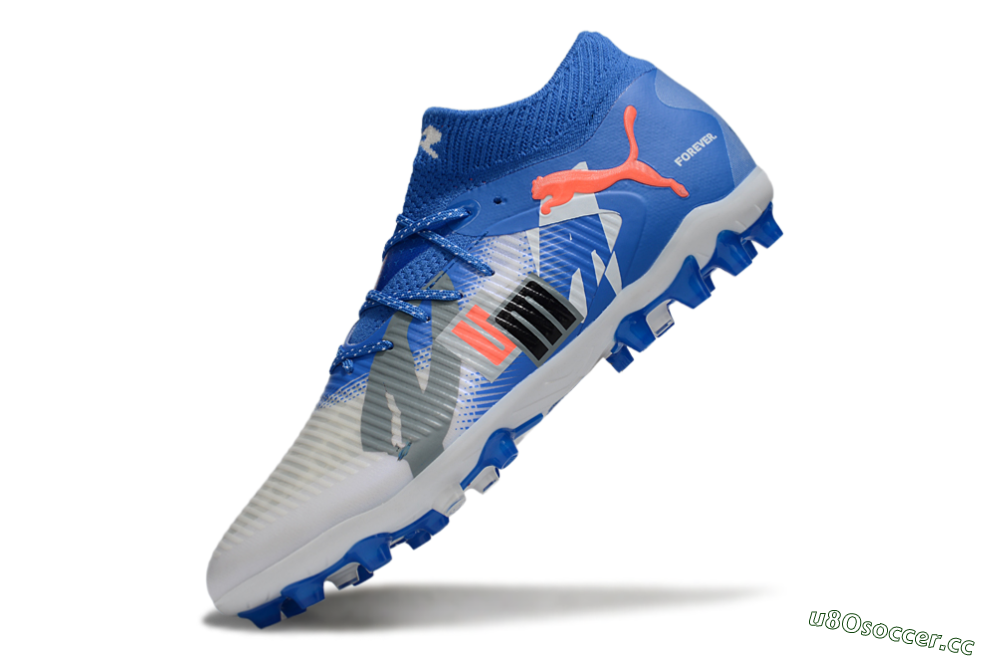 Men's Puma Future 8 Ultimate MG Multi Ground Low-Tops Football Boots - Blue/White/Orange 5