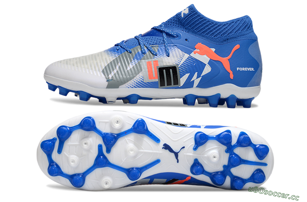 Men's Puma Future 8 Ultimate MG Multi Ground Low-Tops Football Boots - Blue/White/Orange 1