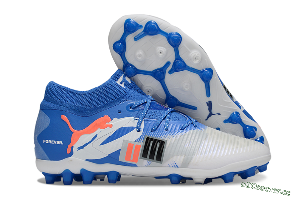Men's Puma Future 8 Ultimate MG Multi Ground Low-Tops Football Boots - Blue/White/Orange 2