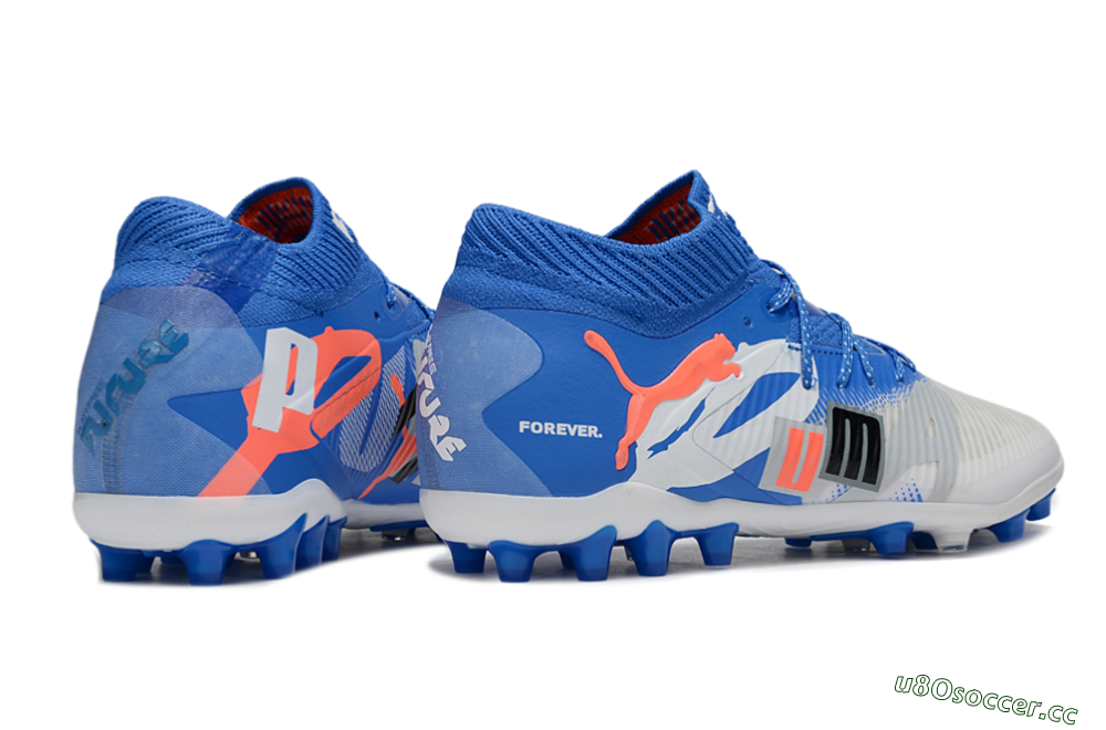 Men's Puma Future 8 Ultimate MG Multi Ground Low-Tops Football Boots - Blue/White/Orange 6