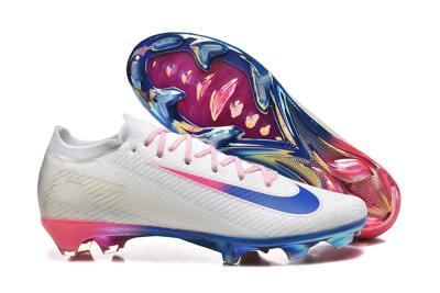 Men's Nike Air Zoom Mercurial Vapor 16 Elite FG Firm Ground Low-Tops Football Boots - White/Blue/Pink