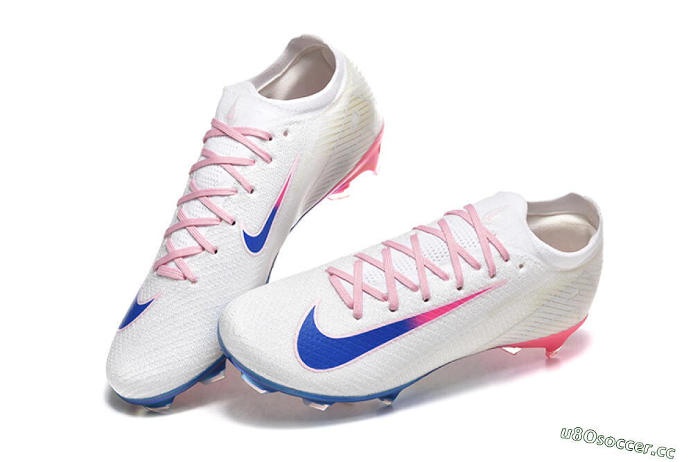 Men's Nike Air Zoom Mercurial Vapor 16 Elite FG Firm Ground Low-Tops Football Boots - White/Blue/Pink 6