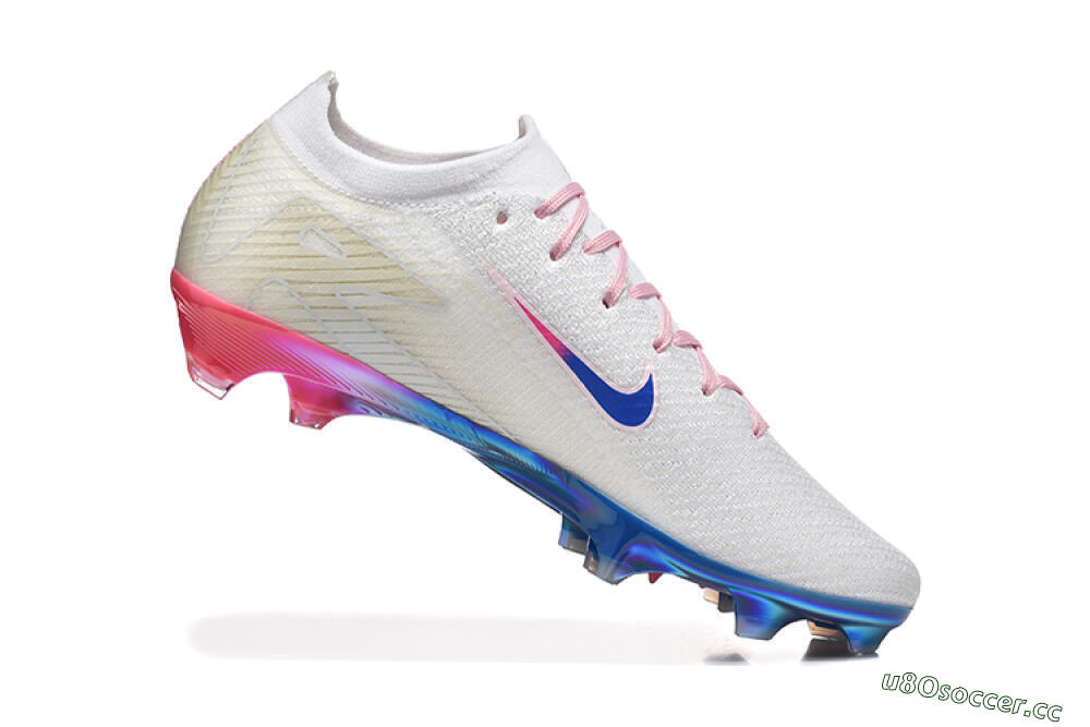 Men's Nike Air Zoom Mercurial Vapor 16 Elite FG Firm Ground Low-Tops Football Boots - White/Blue/Pink 7