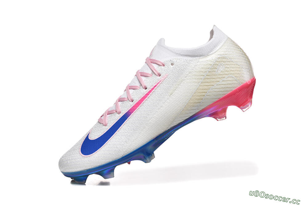 Men's Nike Air Zoom Mercurial Vapor 16 Elite FG Firm Ground Low-Tops Football Boots - White/Blue/Pink 8