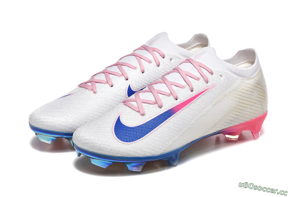 Men's Nike Air Zoom Mercurial Vapor 16 Elite FG Firm Ground Low-Tops Football Boots - White/Blue/Pink 5