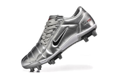 Men's Niken Total 90 III FG Firm Ground Low-Tops Football Boots - Silver/Black