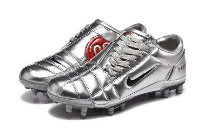 Men's Niken Total 90 III FG Firm Ground Low-Tops Football Boots - Silver/Black