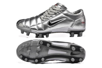 Men's Niken Total 90 III FG Firm Ground Low-Tops Football Boots - Silver/Black