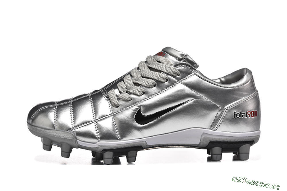 Men's Niken Total 90 III FG Firm Ground Low-Tops Football Boots - Silver/Black 0