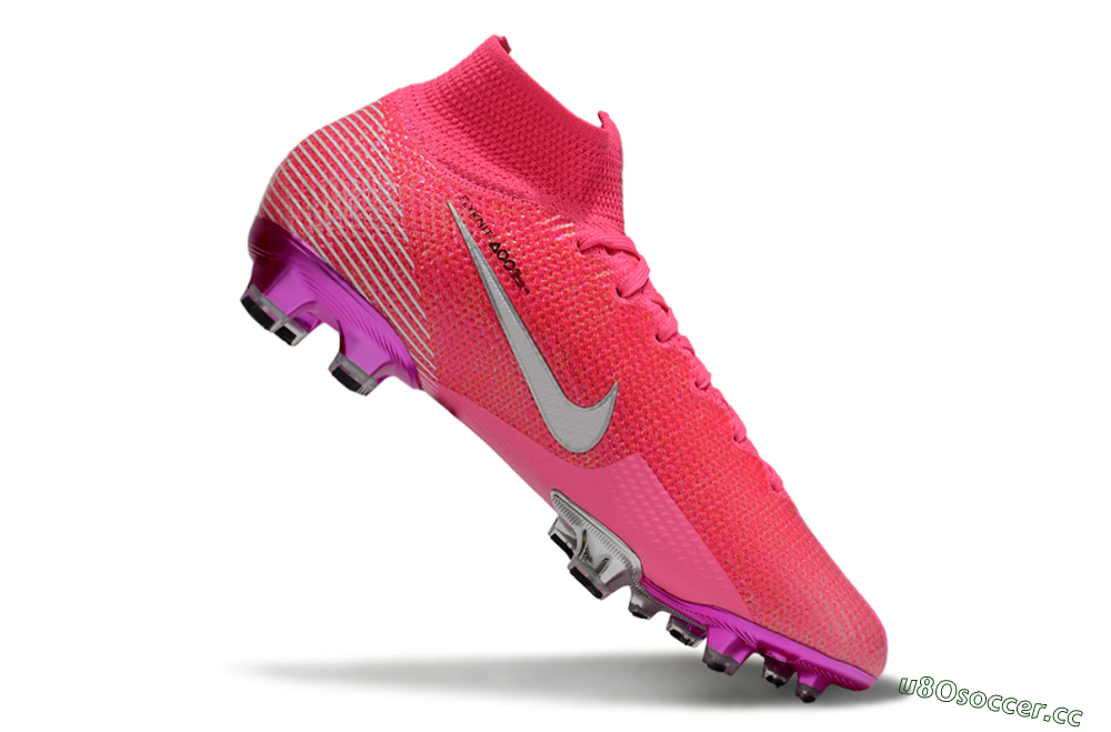 Men's Nike Air Zoom Mercurial Superfly 7 Elite FG Firm Ground High-Tops Football Boots - Pink/Red/Silver 5