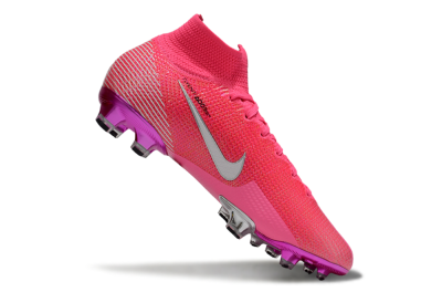 Men's Nike Air Zoom Mercurial Superfly 7 Elite FG Firm Ground High-Tops Football Boots - Pink/Red/Silver