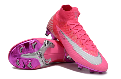 Men's Nike Air Zoom Mercurial Superfly 7 Elite FG Firm Ground High-Tops Football Boots - Pink/Red/Silver